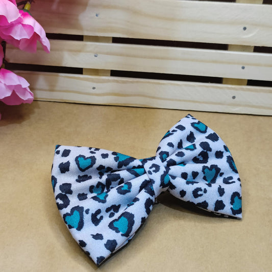 Cotton Printed Bow - Grey Leopard