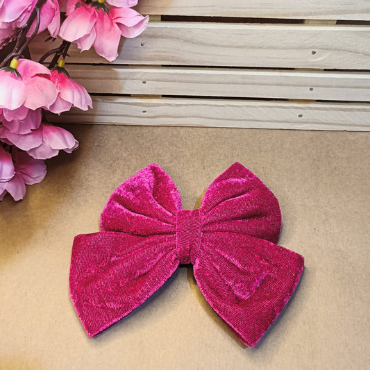 Gaia Dual Velvet Bow - Fuschia