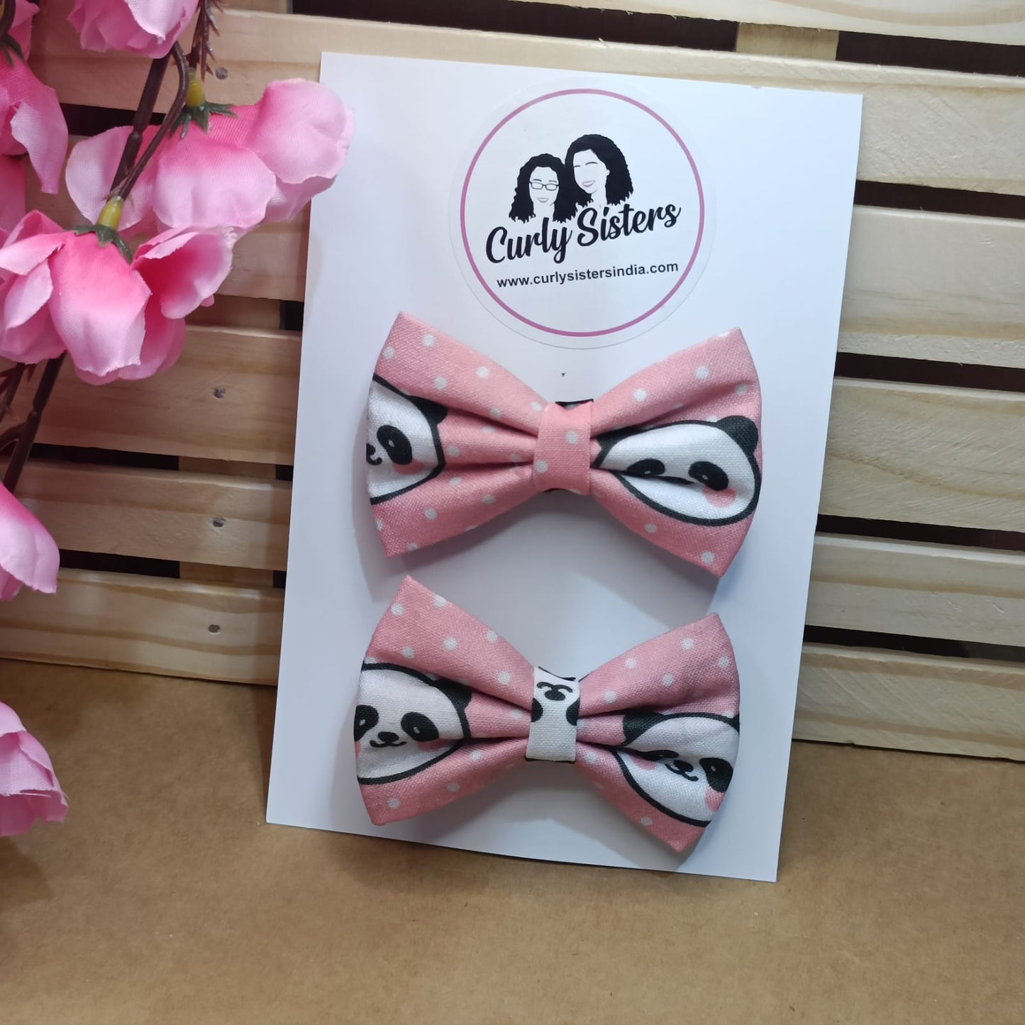 Baby Bow Clips - Panda print