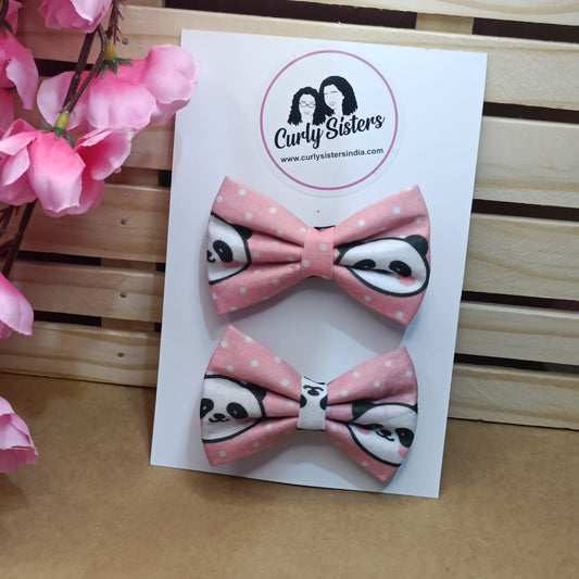 Baby Bow Clips - Panda print