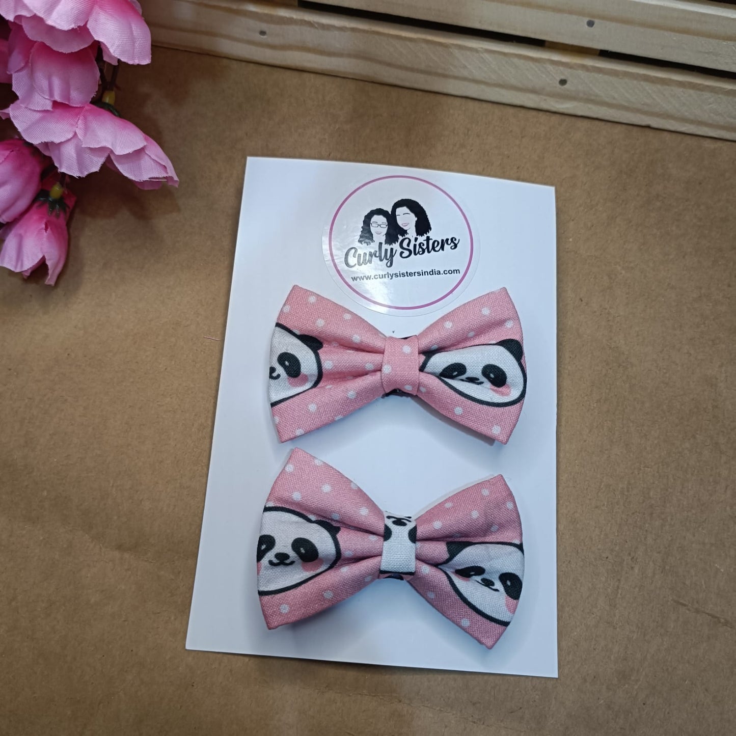 Baby Bow Clips - Panda print