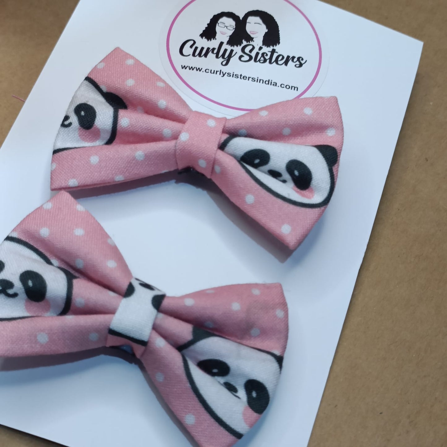 Baby Bow Clips - Panda print