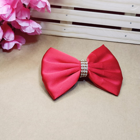 Victoria Crystal Satin Bow - Red