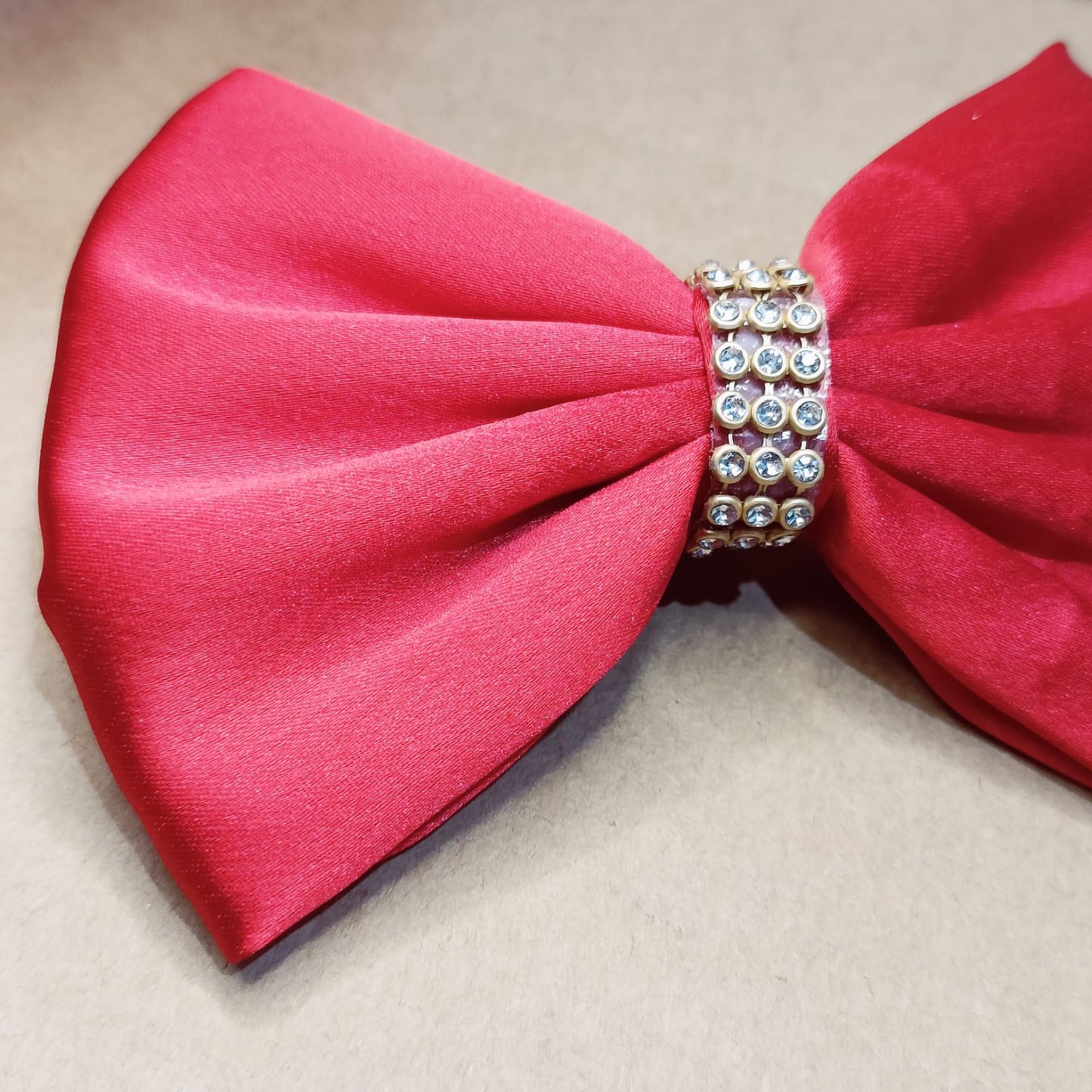 Victoria Crystal Satin Bow - Red