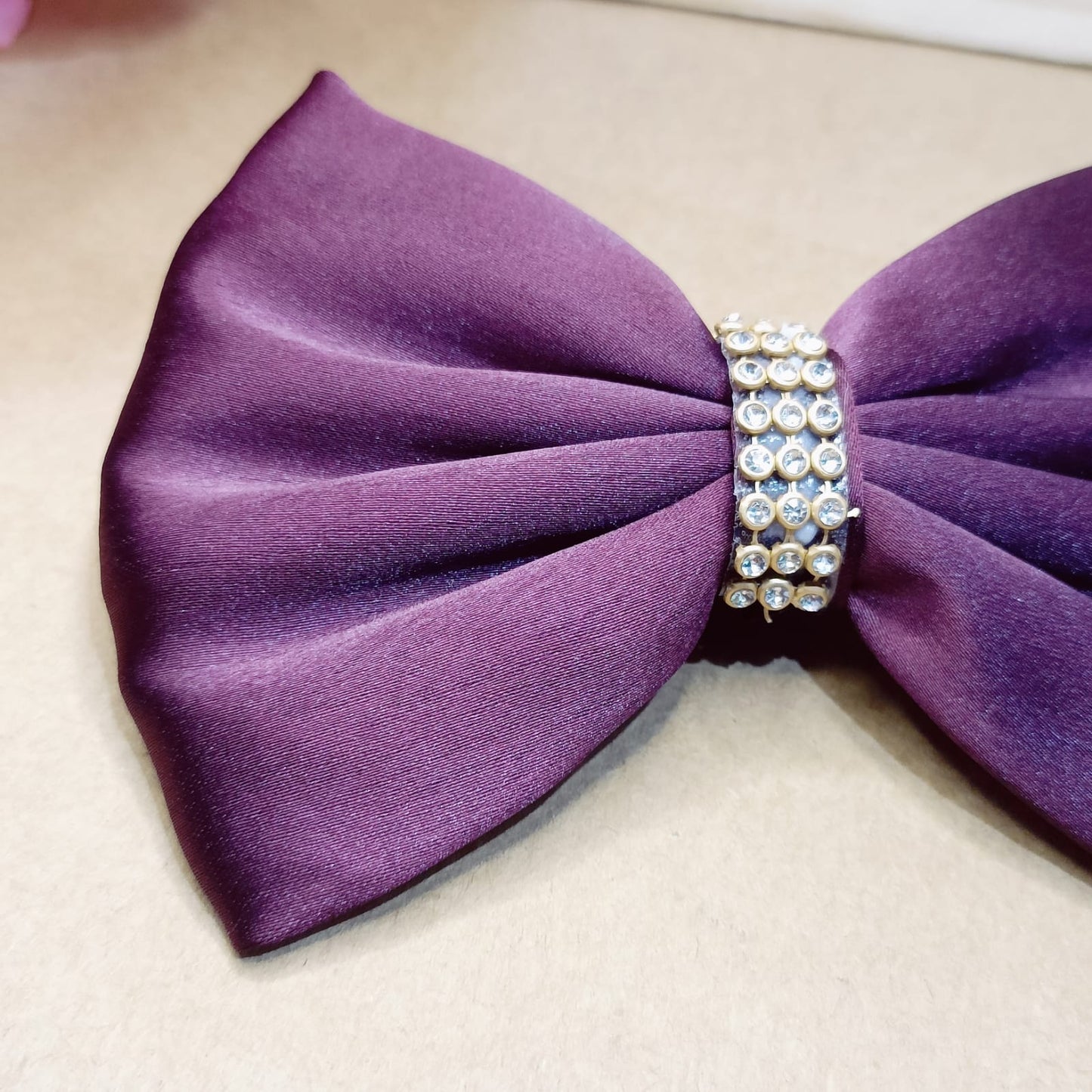 Victoria Crystal Satin Bow - Wine