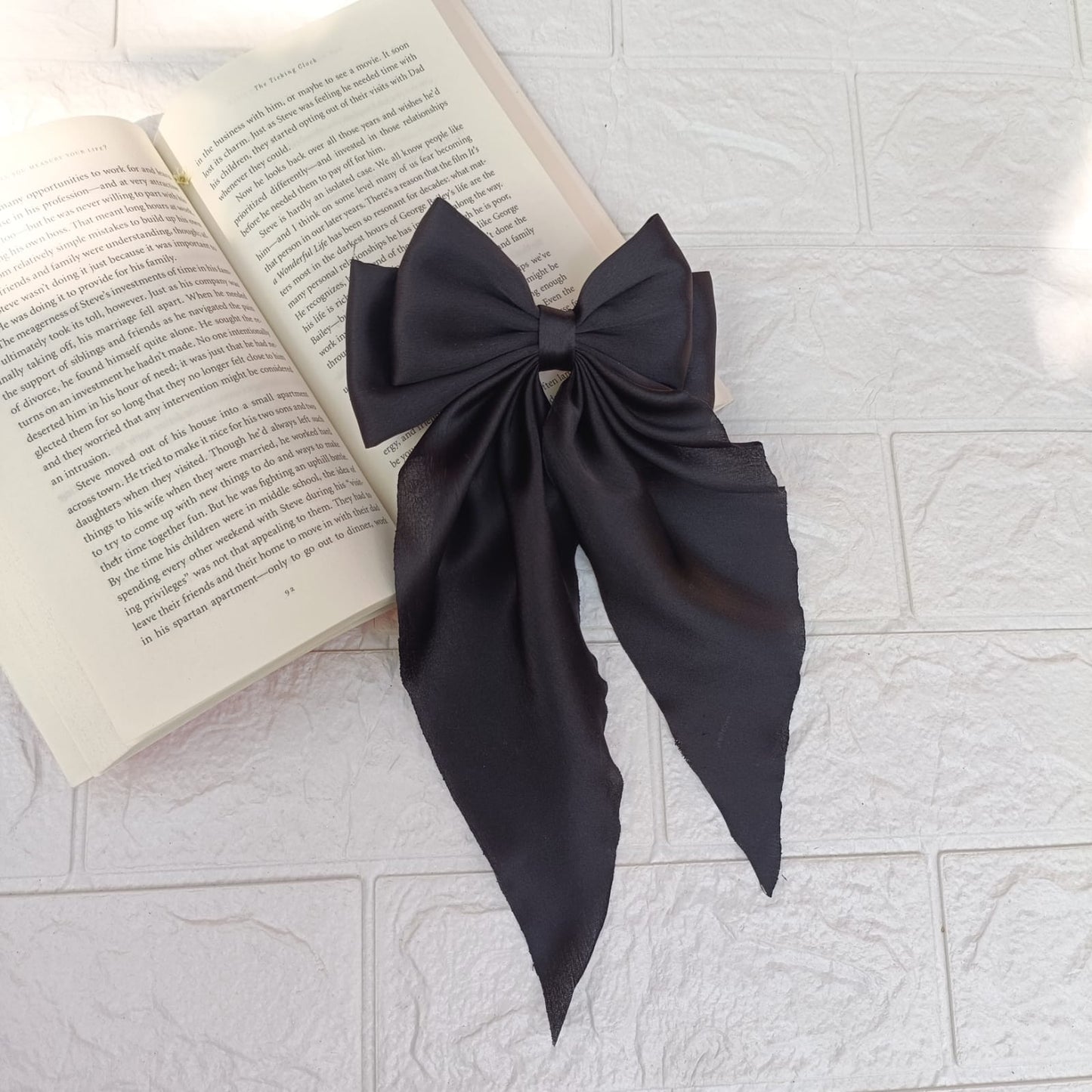 Kheya Black Satin Tail Bow