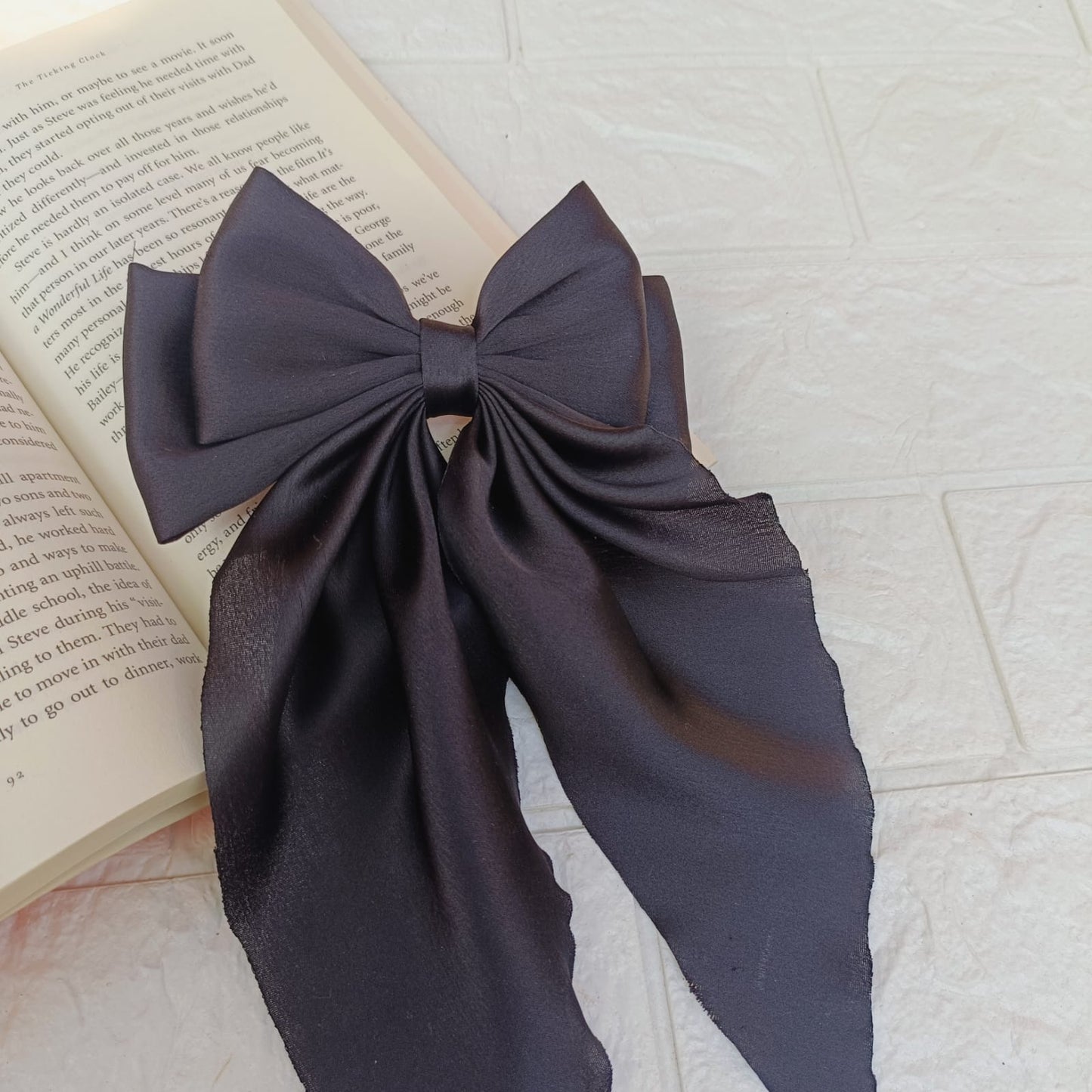 Kheya Black Satin Tail Bow