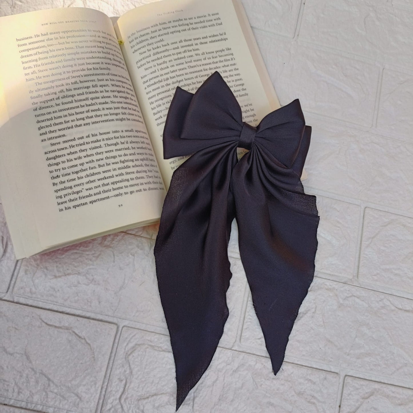 Kheya Black Satin Tail Bow