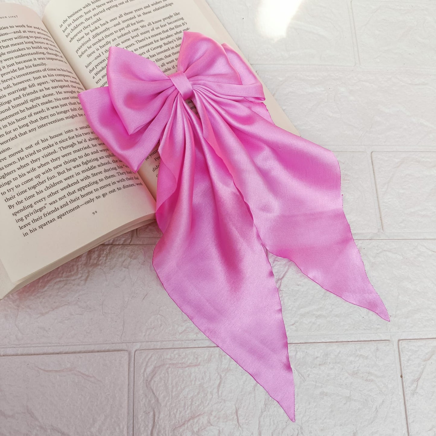 Kheya Pink Satin Tail Bow