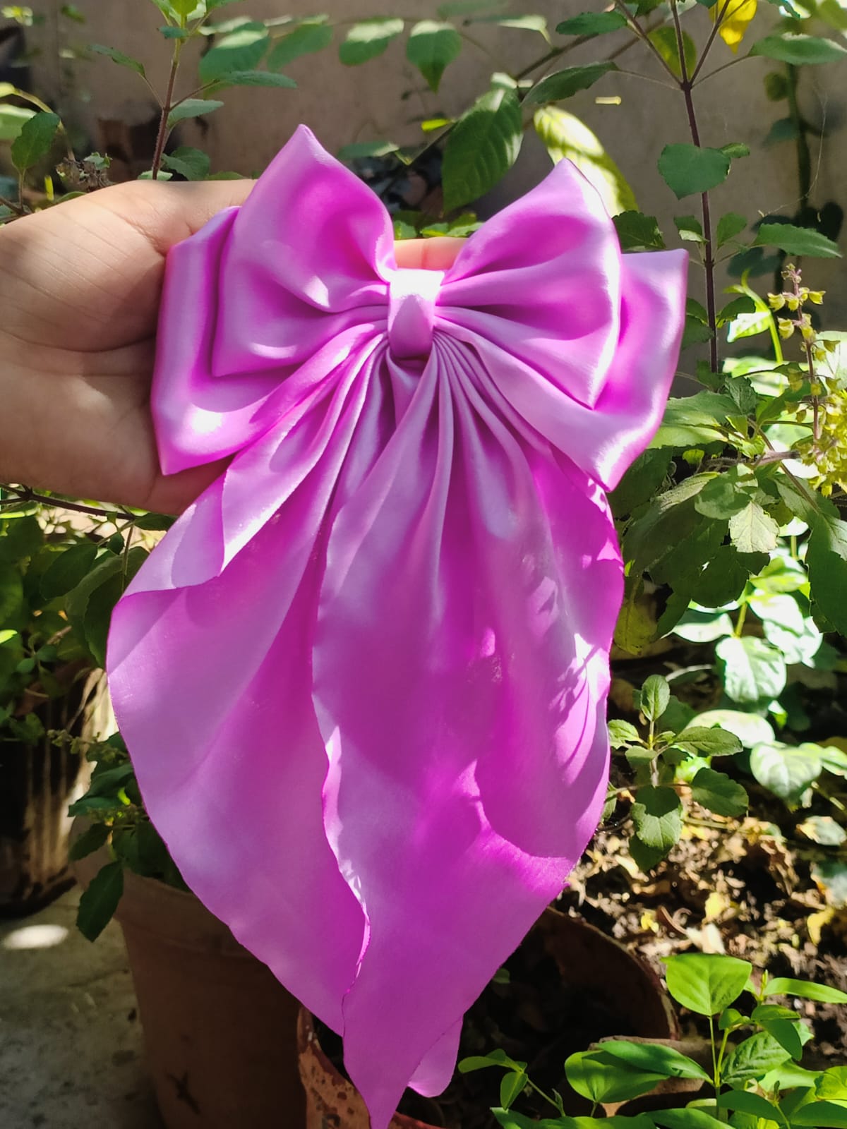 Kheya Pink Satin Tail Bow