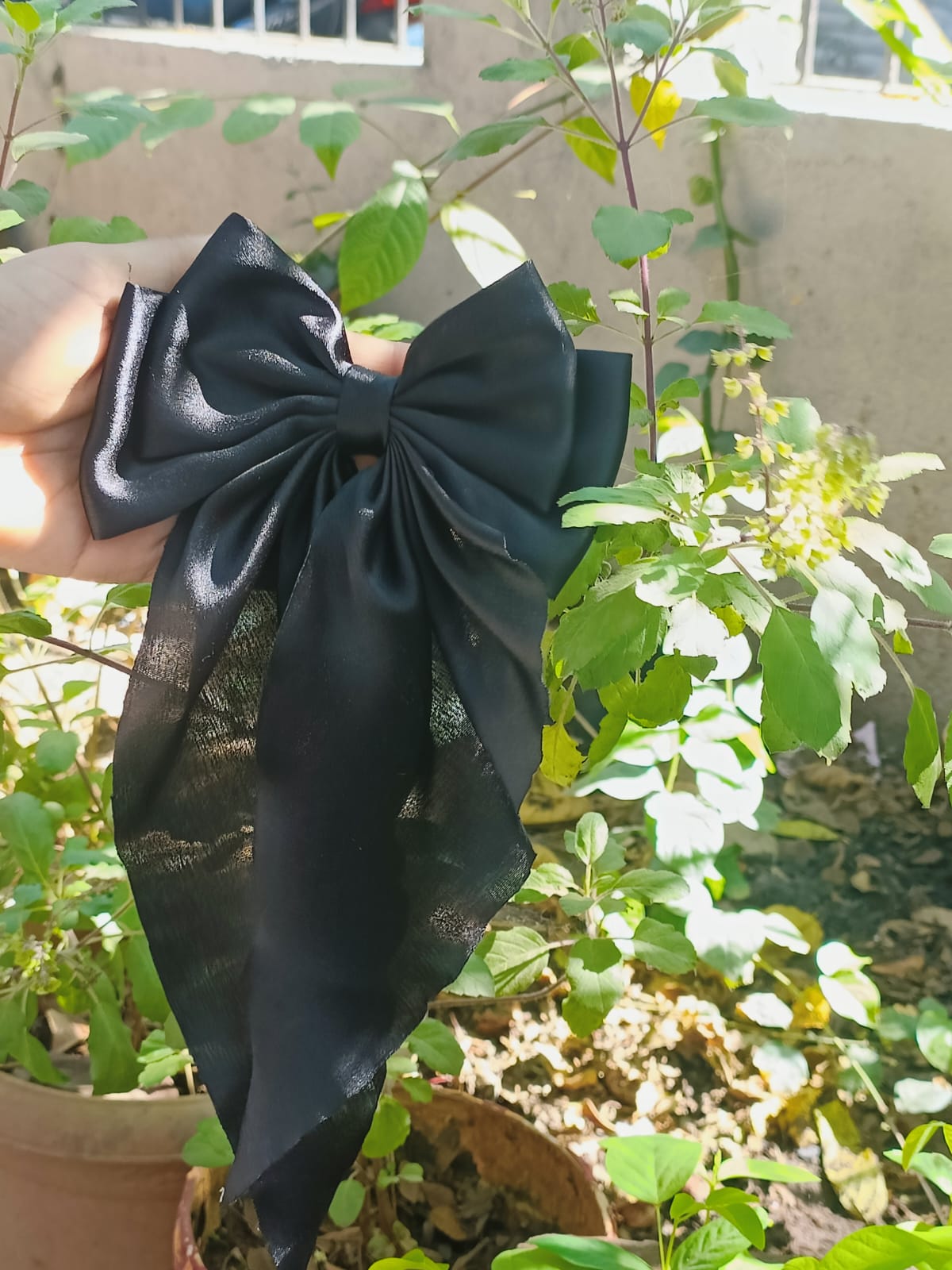 Kheya Black Satin Tail Bow