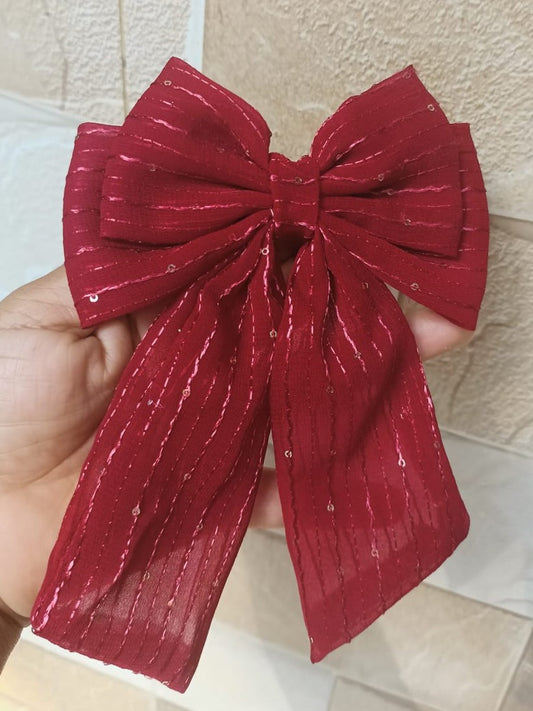 Miraya Sequin Bow - Maroon