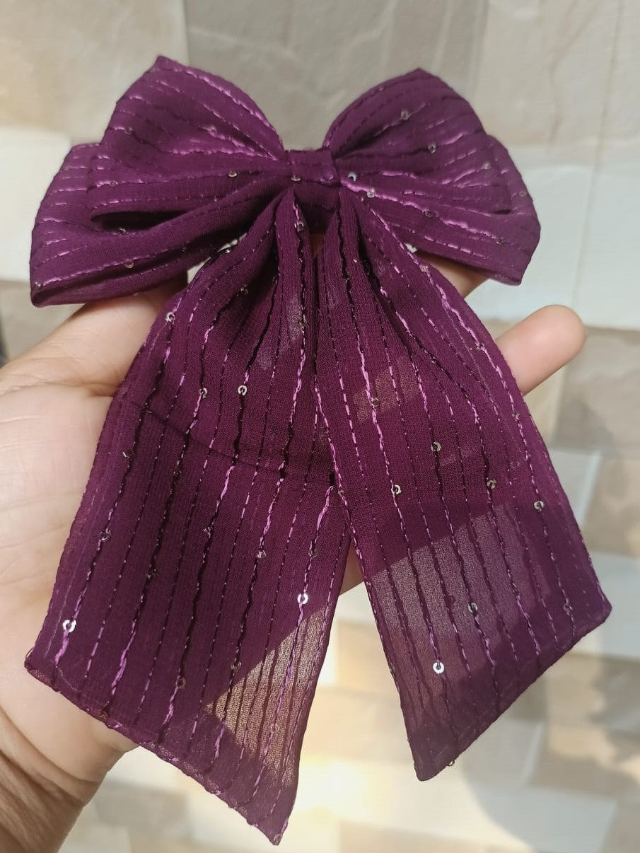 Miraya Sequin Bow - Wine