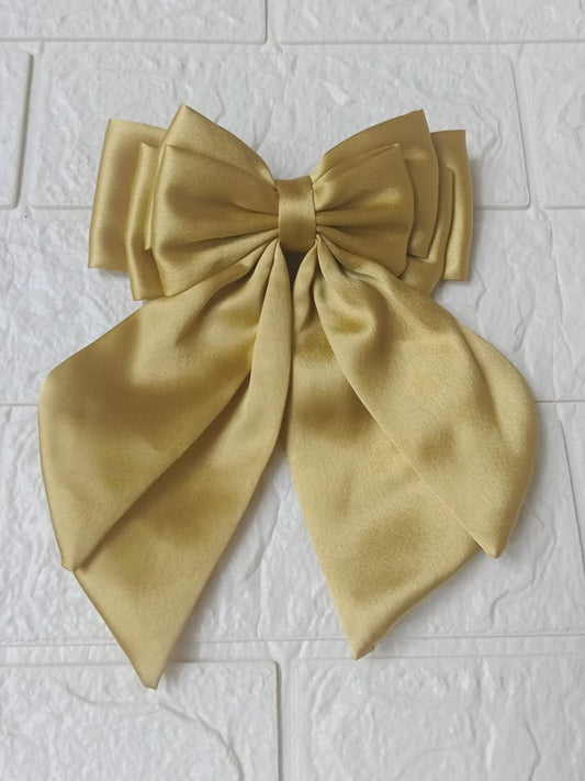 Amelia Layered Bow - Gold Satin