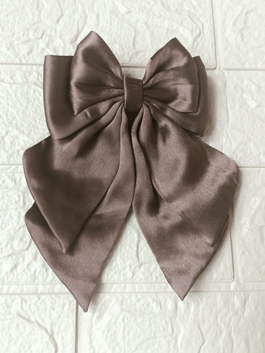 Fannie Dual Satin Bow - Chocochip