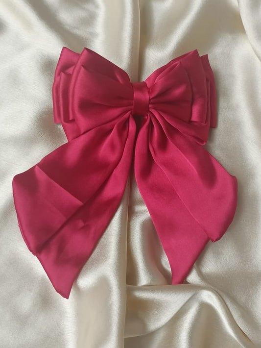 Amelia Layered Bow - Crimson Red Satin