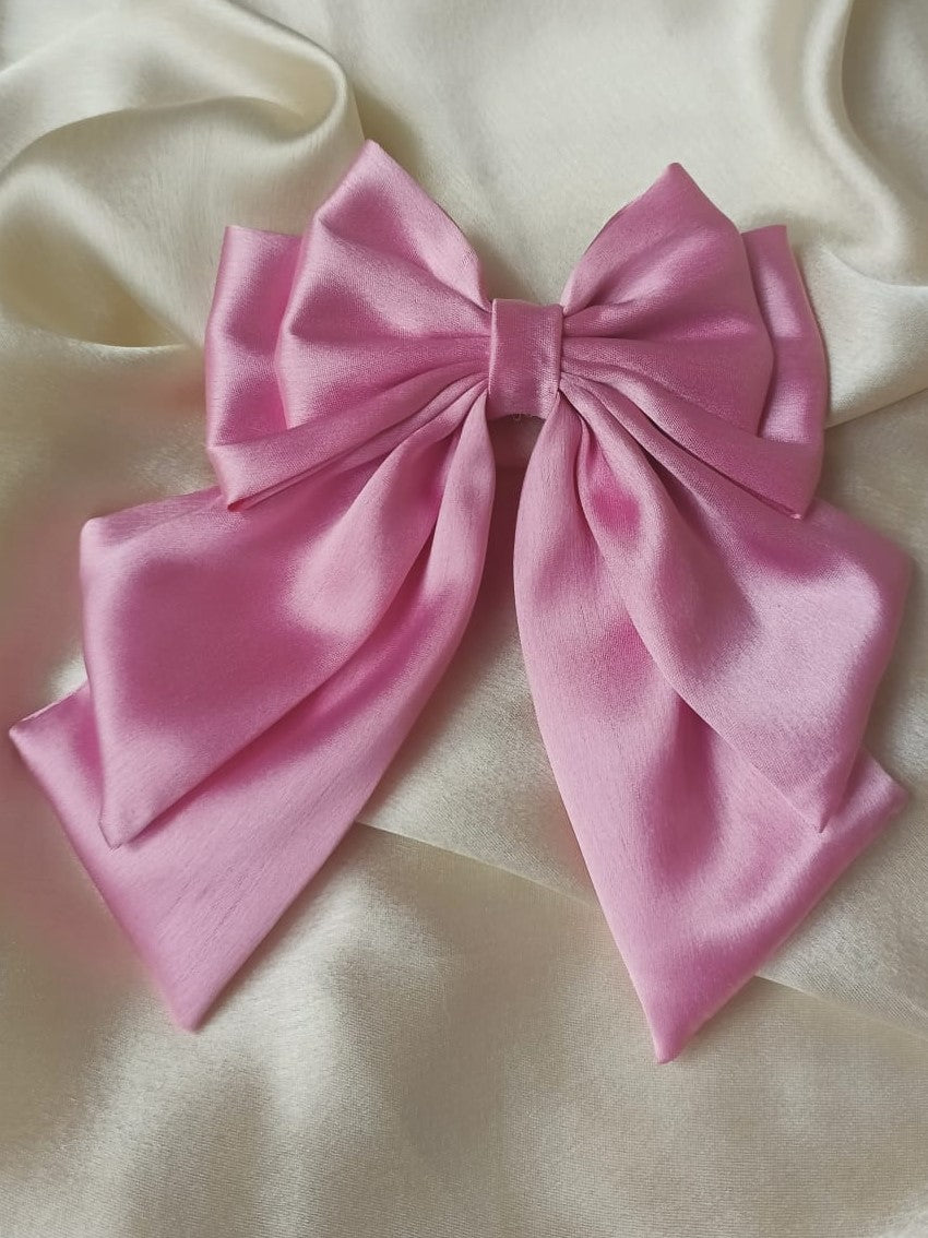 Fannie Dual Satin Bow - Pink