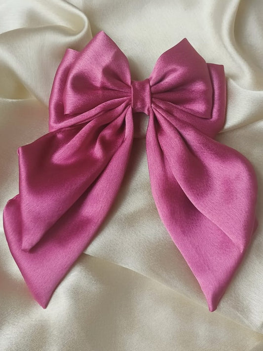 Fannie Dual Satin Bow - Fuschia