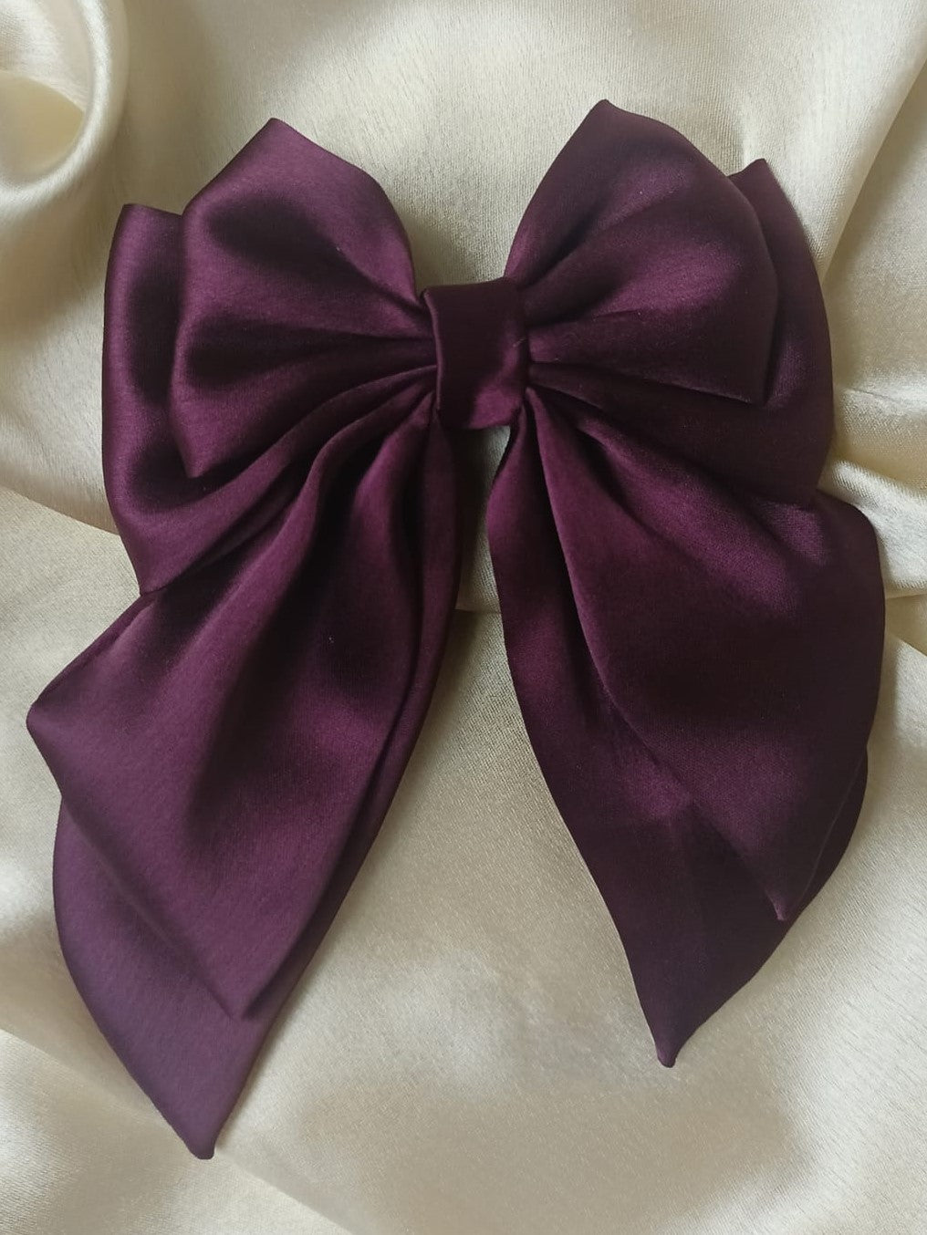 Fannie Dual Satin Bow - Wine