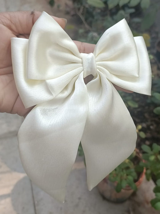 Shreeya Satin Dual Bow - Creme