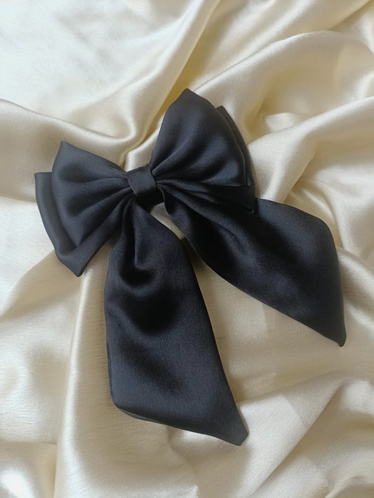 Shreeya Satin Dual Bow - Black