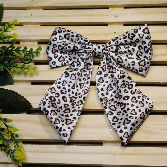 Ariel Satin Printed Bow - Leopard