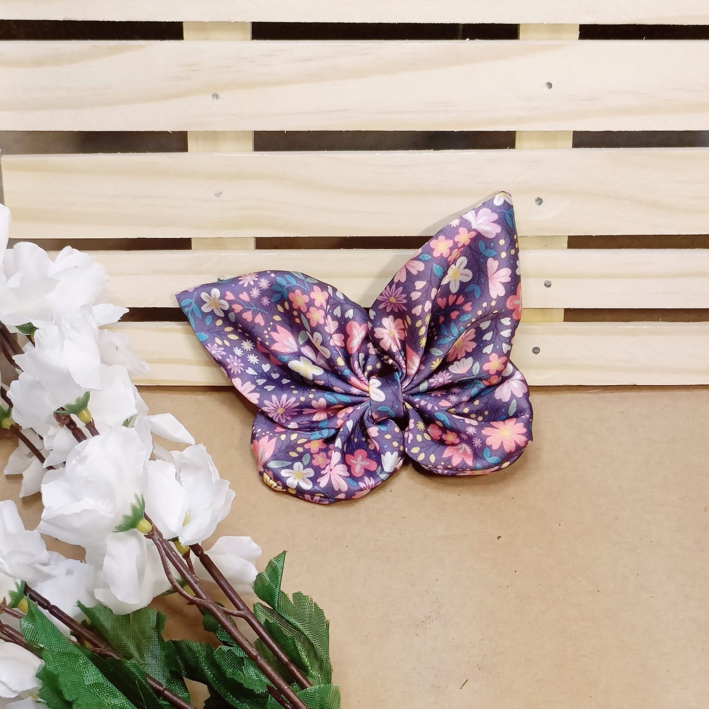 Butterfly Satin Clip - Blue Print