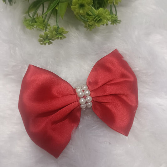 Giva Pearly Red Satin Hair Bow - 1 piece